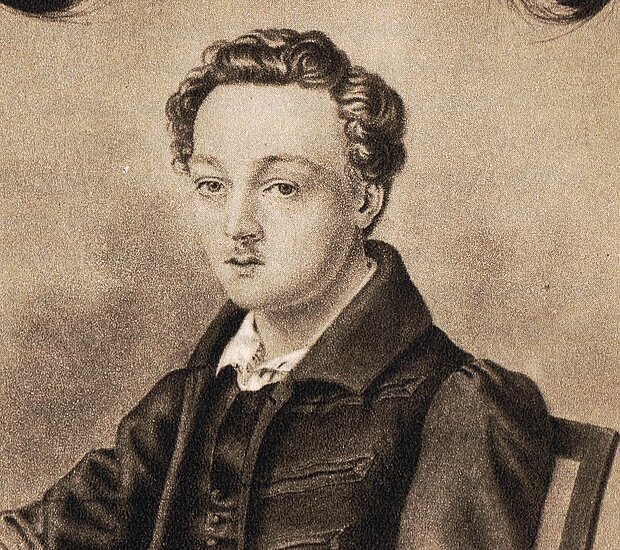 Georg Büchner, Porträtzeichnung von Adolf Hoffmann, 1835, als gemeinfrei gekennzeichnet, https://commons.wikimedia.org/wiki/File:Georg_B%C3%BCchner_(Adolf_Hoffmann).jpg?uselang=de, ausgeschnitten von HLZ, CC0 1.0 Georg Büchner, Porträtzeichnung von Adolf Hoffmann, 1835, als gemeinfrei gekennzeichnet, https://commons.wikimedia.org/wiki/File:Georg_B%C3%BCchner_(Adolf_Hoffmann).jpg?uselang=de, ausgeschnitten von HLZ, CC0 1.0
